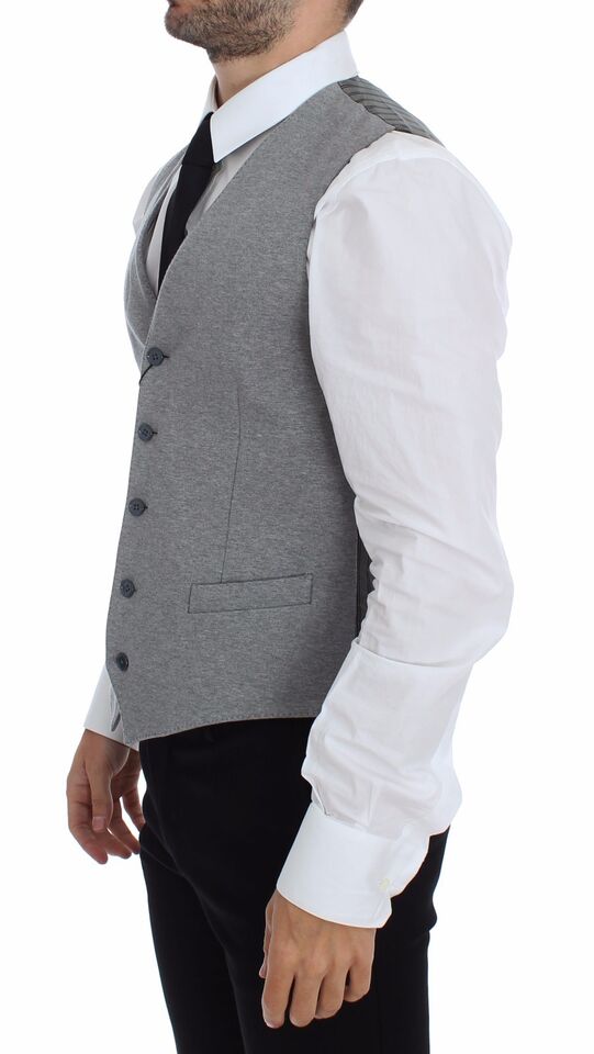 Dolce & Gabbana Elegant Gray Cotton Stretch Dress Vest - Sandy Store ByNet