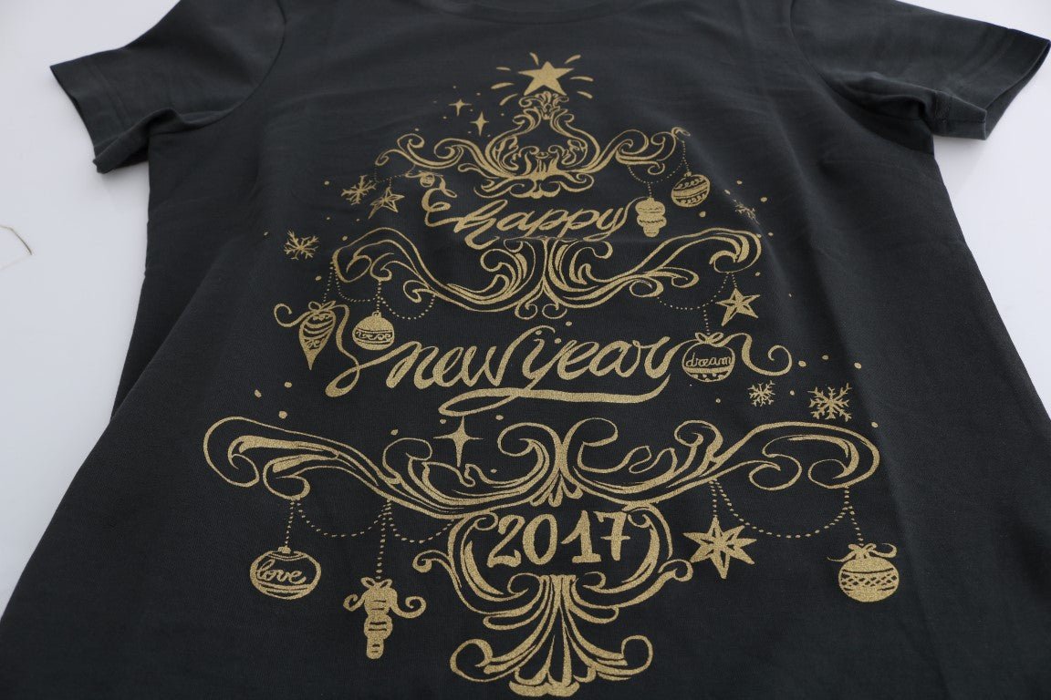 Dolce & Gabbana Elegant Gray Cotton Tee with Exclusive Print - Sandy Store ByNet