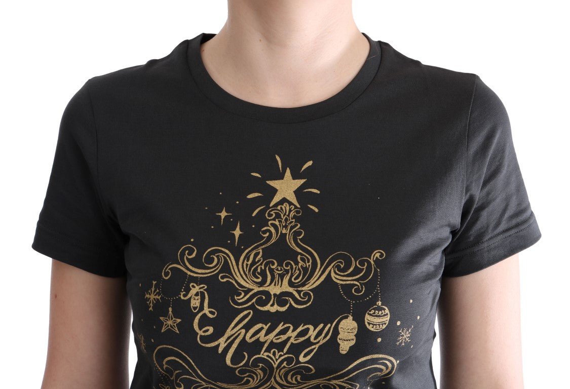 Dolce & Gabbana Elegant Gray Cotton Tee with Exclusive Print - Sandy Store ByNet