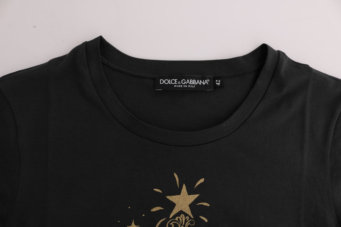 Dolce & Gabbana Elegant Gray Cotton Tee with Exclusive Print - Sandy Store ByNet