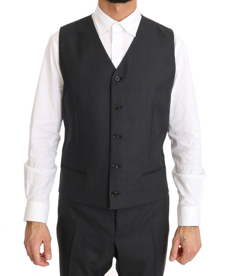 Dolce & Gabbana Elegant Gray Double Breasted Wool Silk Suit - Sandy Store ByNet