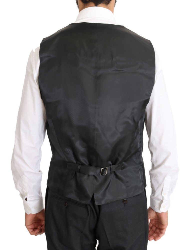 Dolce & Gabbana Elegant Gray Double Breasted Wool Silk Suit - Sandy Store ByNet