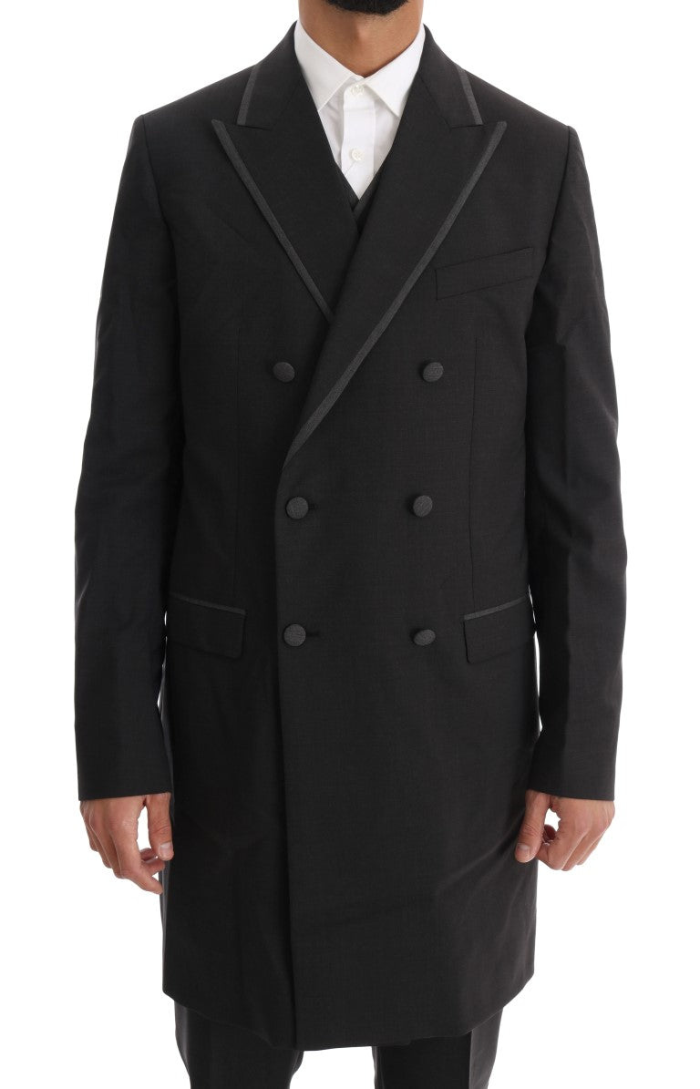 Dolce & Gabbana Elegant Gray Double Breasted Wool Suit - Sandy Store ByNet