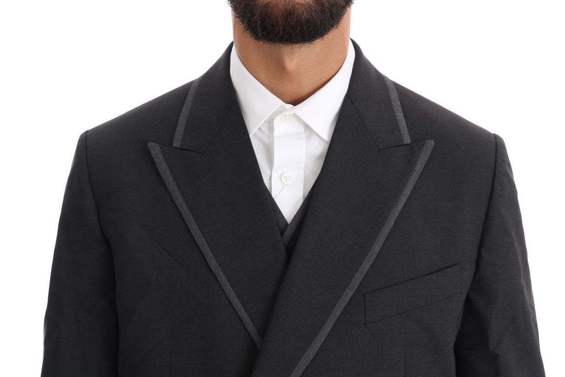 Dolce & Gabbana Elegant Gray Double Breasted Wool Suit - Sandy Store ByNet