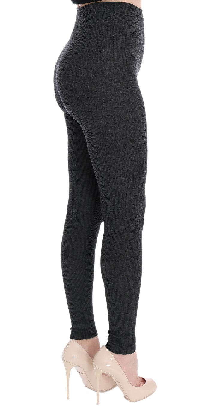 Dolce & Gabbana Elegant Gray High - Waist Wool Tights Pants - Sandy Store ByNet