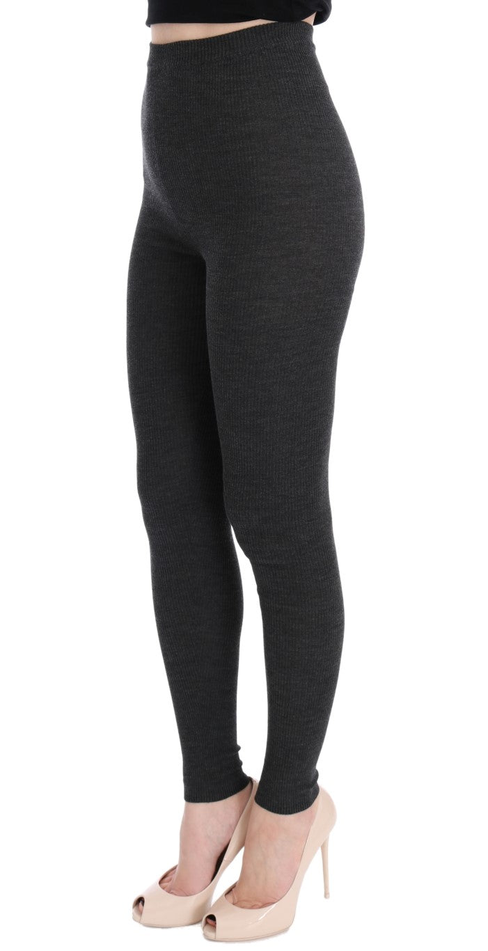 Dolce & Gabbana Elegant Gray High - Waist Wool Tights Pants - Sandy Store ByNet