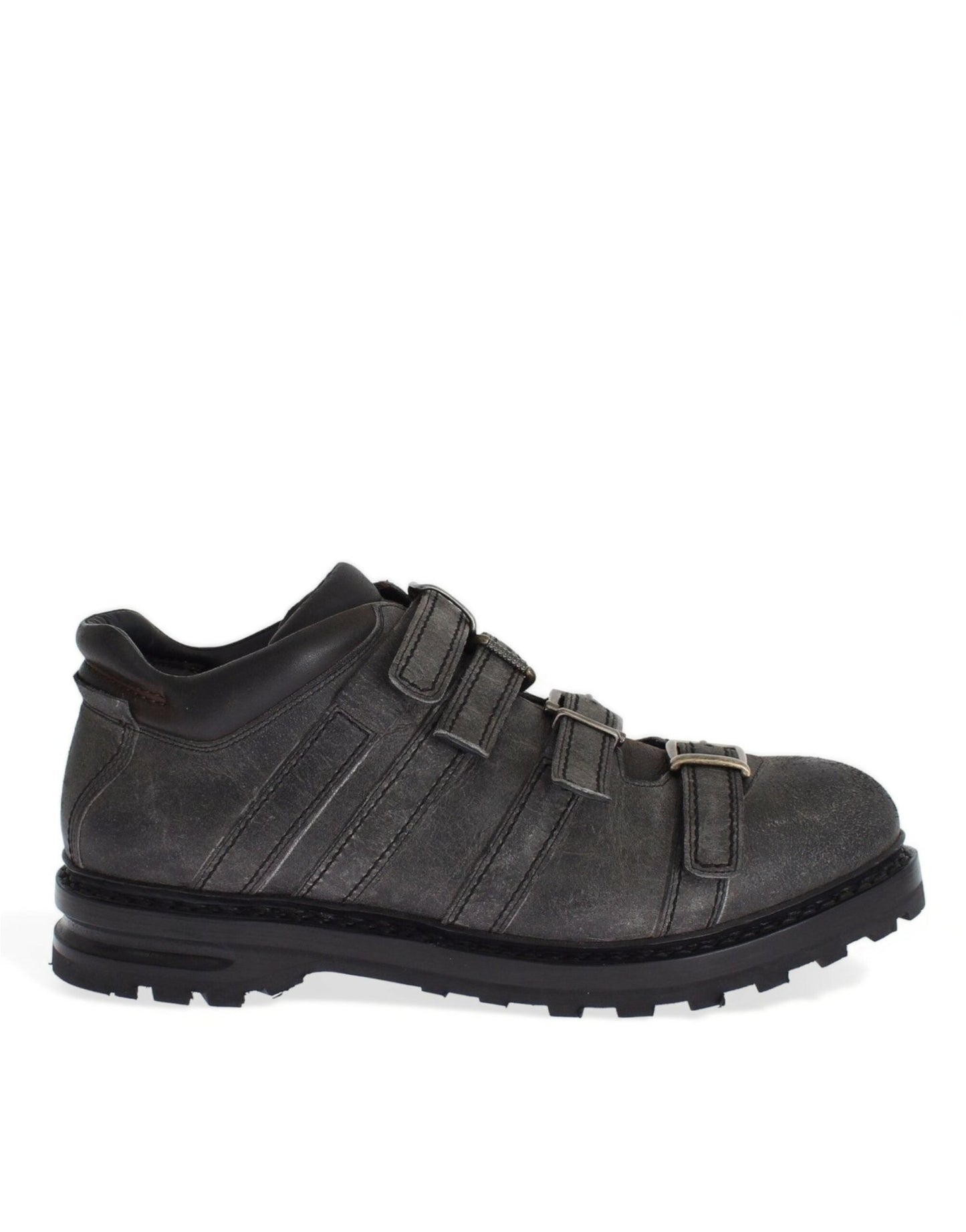 Dolce & Gabbana Elegant Gray Leather Ankle Boots - Sandy Store ByNet