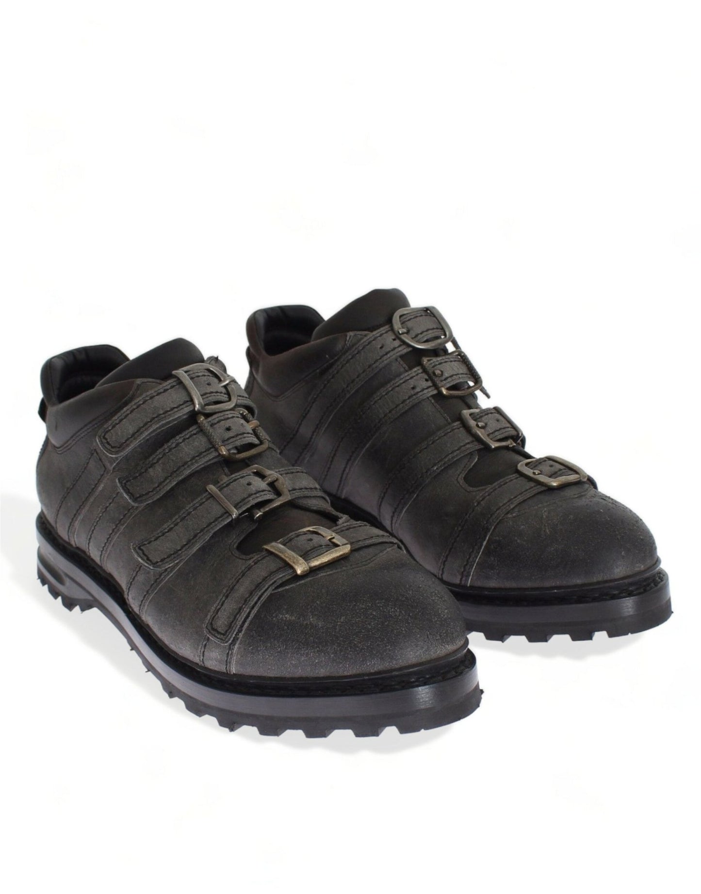 Dolce & Gabbana Elegant Gray Leather Ankle Boots - Sandy Store ByNet