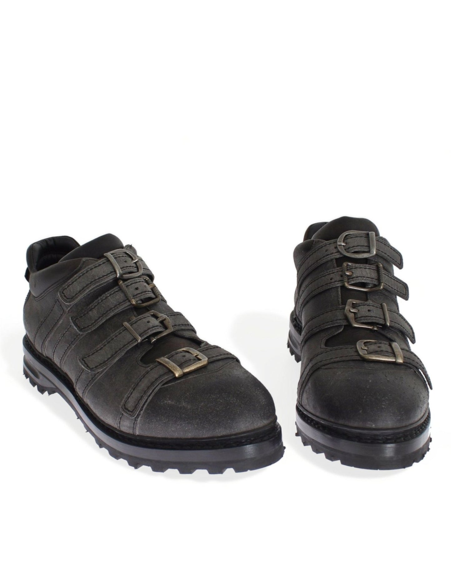 Dolce & Gabbana Elegant Gray Leather Ankle Boots - Sandy Store ByNet