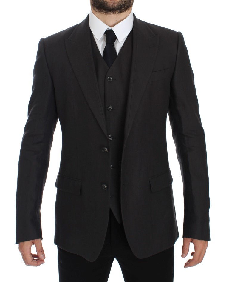 Dolce & Gabbana Elegant Gray Linen Slim Fit Blazer and Vest - Sandy Store ByNet