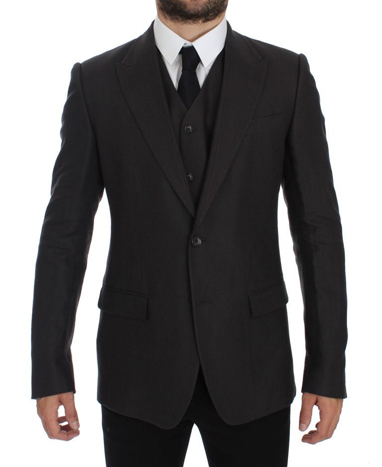 Dolce & Gabbana Elegant Gray Linen Slim Fit Blazer and Vest - Sandy Store ByNet