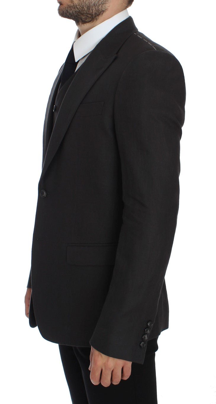 Dolce & Gabbana Elegant Gray Linen Slim Fit Blazer and Vest - Sandy Store ByNet