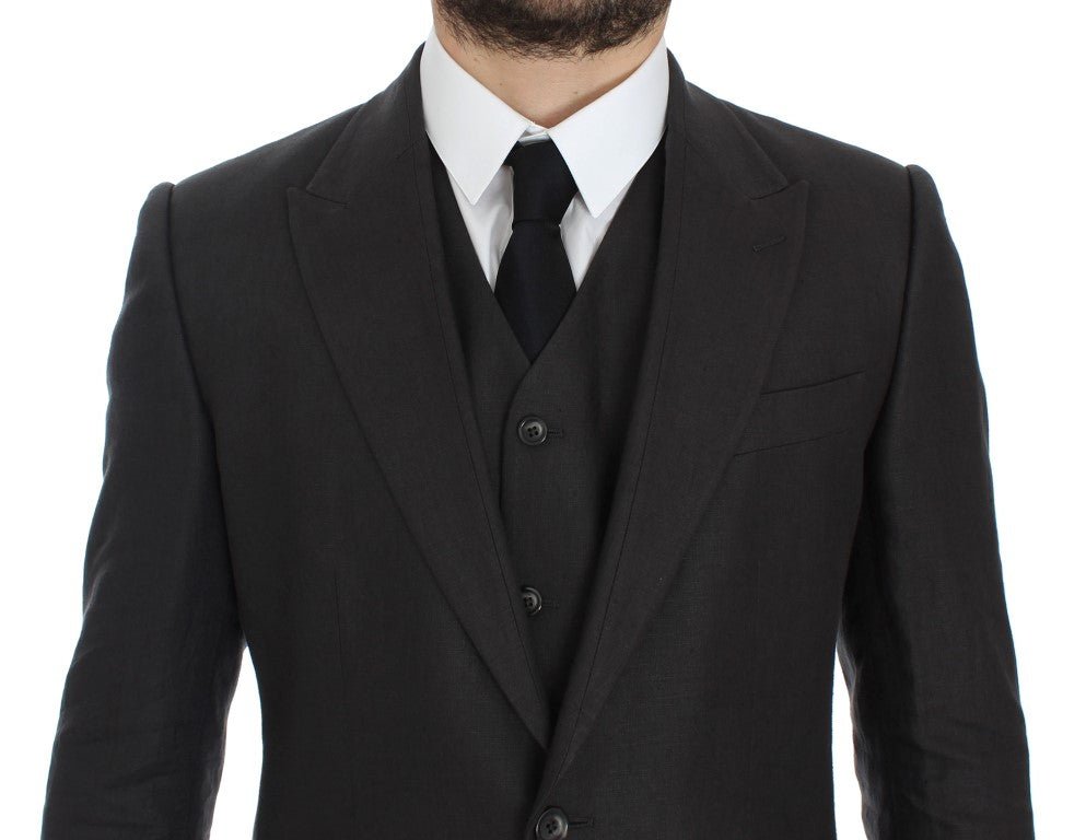 Dolce & Gabbana Elegant Gray Linen Slim Fit Blazer and Vest - Sandy Store ByNet