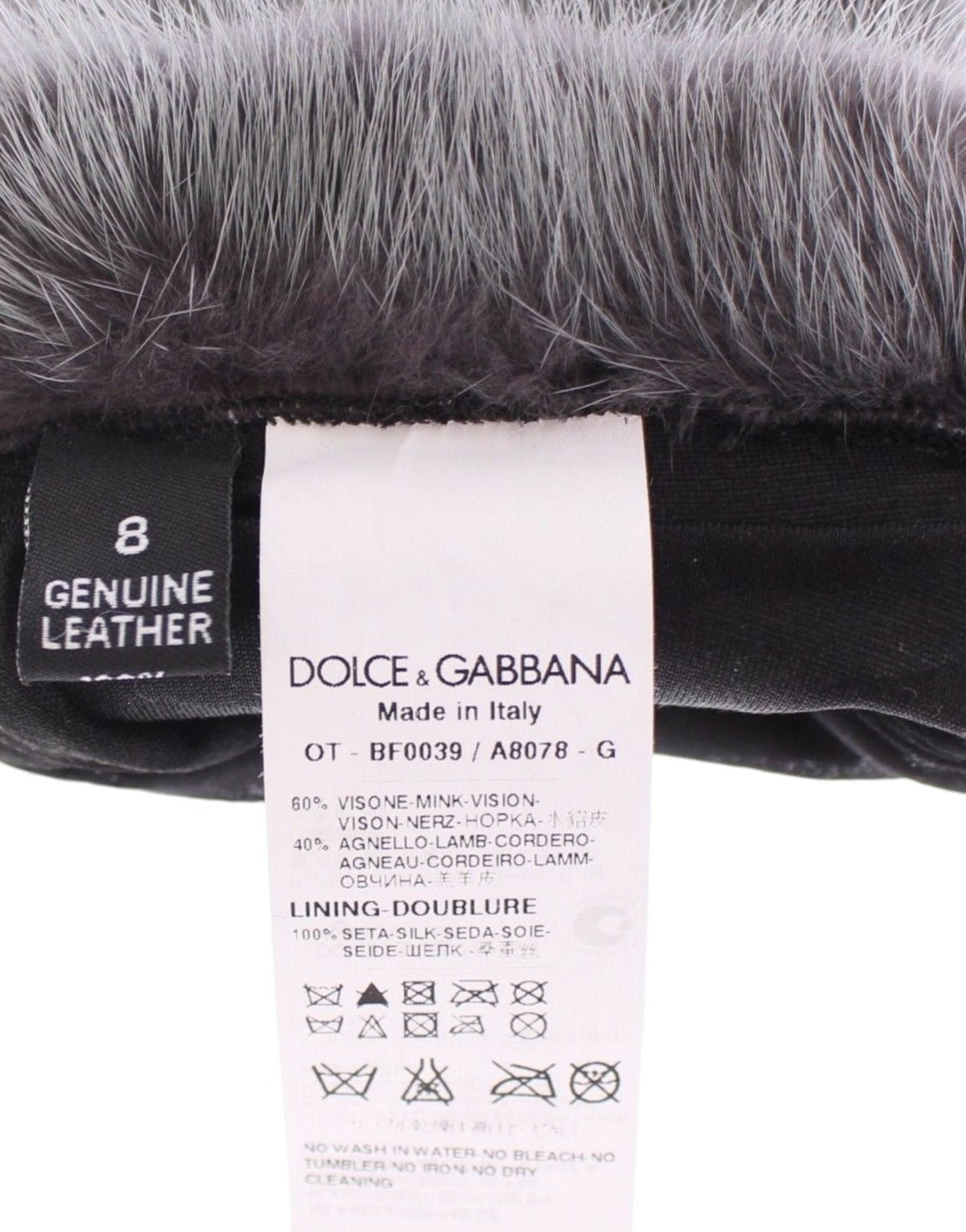 Dolce & Gabbana Elegant Gray Mink Fur Leather Elbow Gloves - Sandy Store ByNet