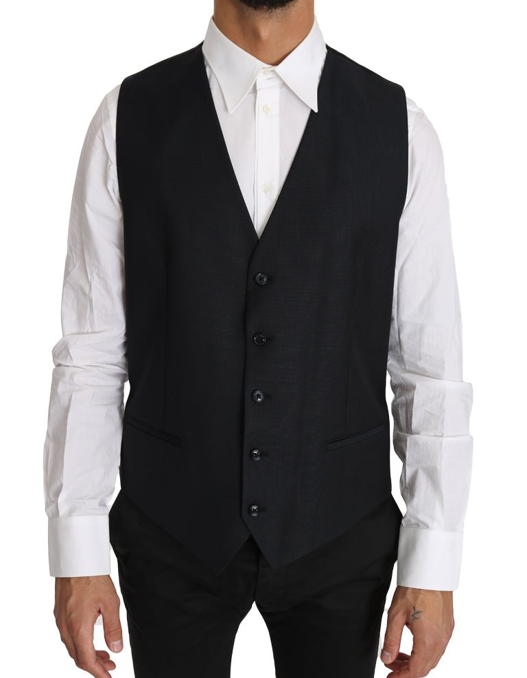 Dolce & Gabbana Elegant Gray Slim - Fit Wool - Silk Vest - Sandy Store ByNet