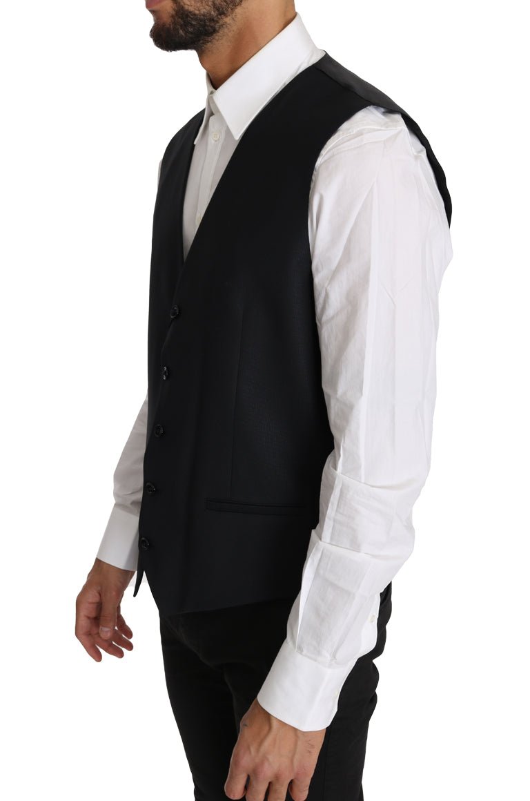 Dolce & Gabbana Elegant Gray Slim - Fit Wool - Silk Vest - Sandy Store ByNet