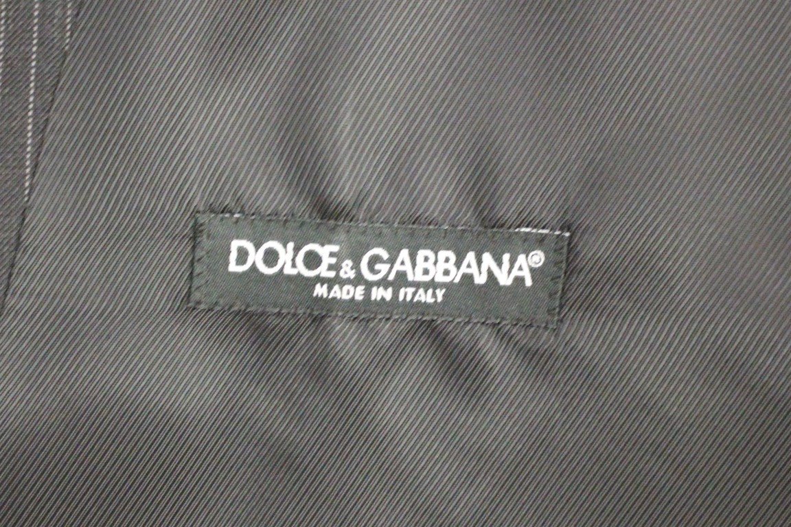 Dolce & Gabbana Elegant Gray Striped Dress Vest - Sandy Store ByNet