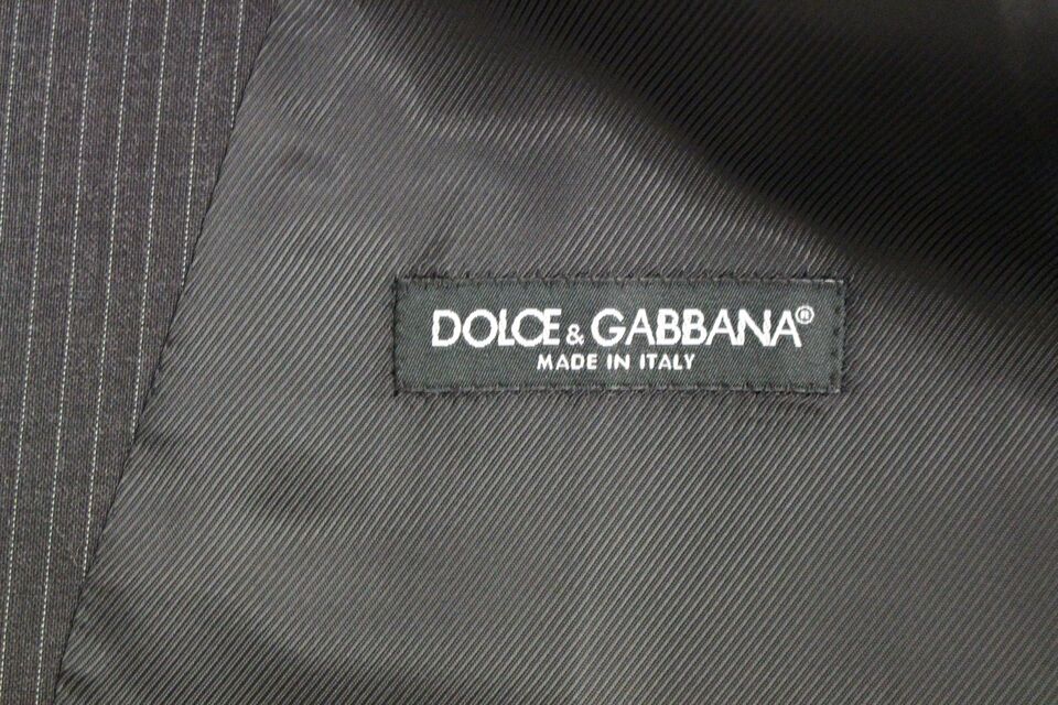 Dolce & Gabbana Elegant Gray Striped Dress Vest - Sandy Store ByNet
