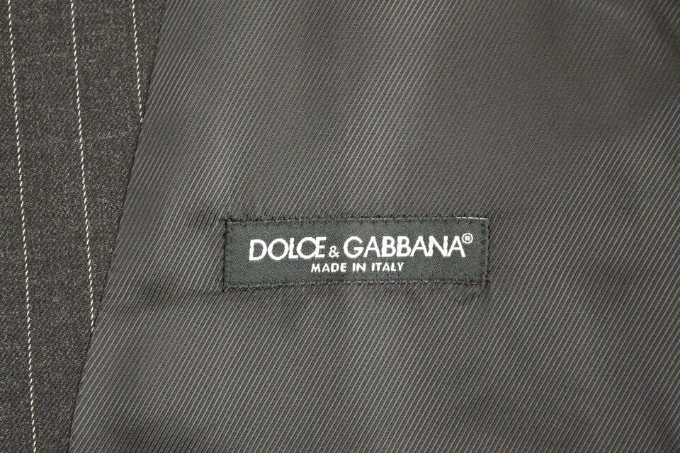 Dolce & Gabbana Elegant Gray Striped Dress Vest - Sandy Store ByNet