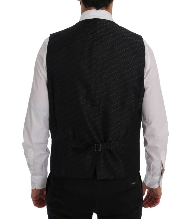 Dolce & Gabbana Elegant Gray Striped Men's Waistcoat Vest - Sandy Store ByNet