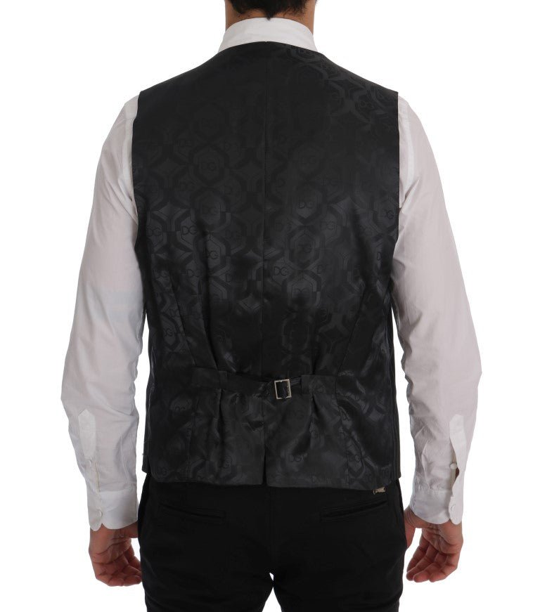 Dolce & Gabbana Elegant Gray Striped Vest Waistcoat - Sandy Store ByNet
