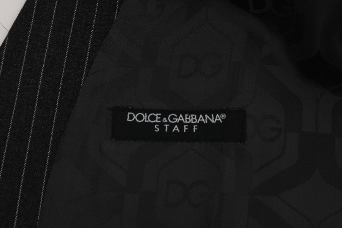 Dolce & Gabbana Elegant Gray Striped Vest Waistcoat - Sandy Store ByNet