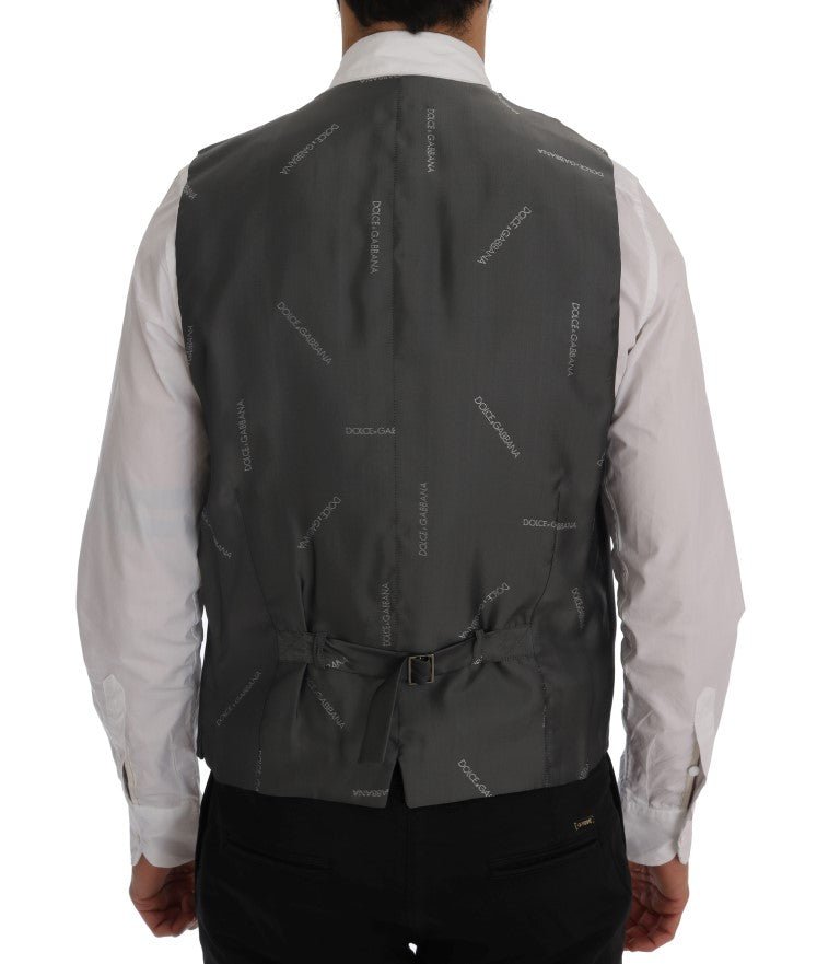 Dolce & Gabbana Elegant Gray Striped Waistcoat Vest - Sandy Store ByNet