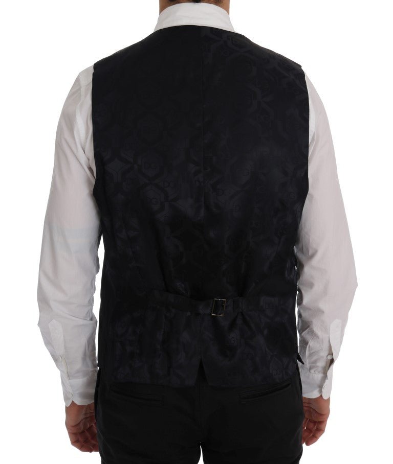 Dolce & Gabbana Elegant Gray Striped Wool Blend Vest - Sandy Store ByNet