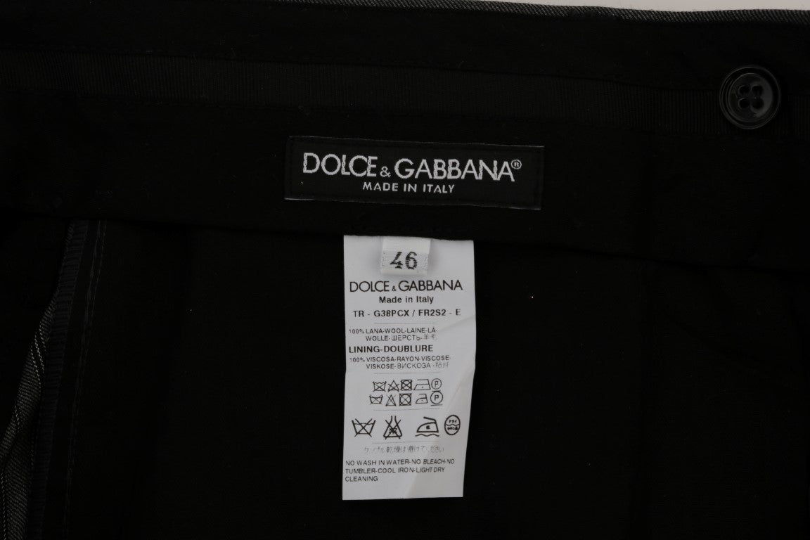 Dolce & Gabbana Elegant Gray Striped Wool Formal Trousers - Sandy Store ByNet