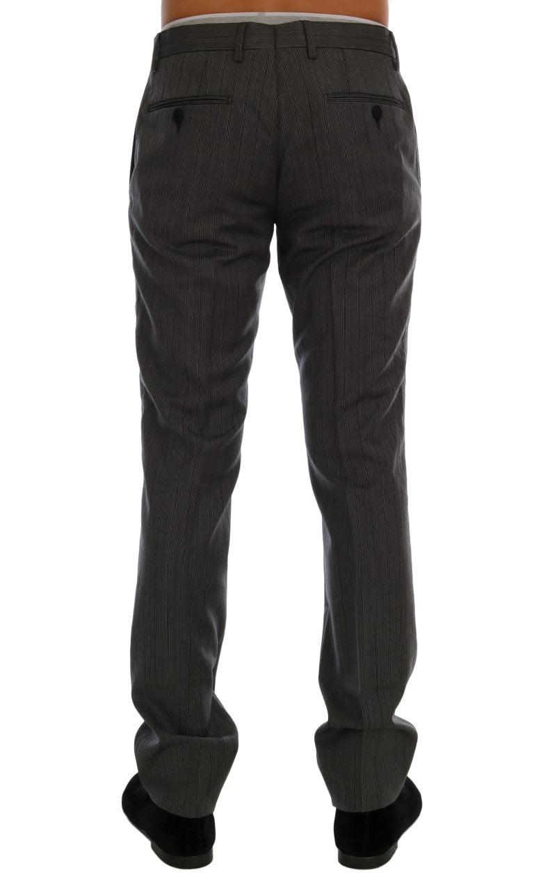 Dolce & Gabbana Elegant Gray Striped Wool Formal Trousers - Sandy Store ByNet