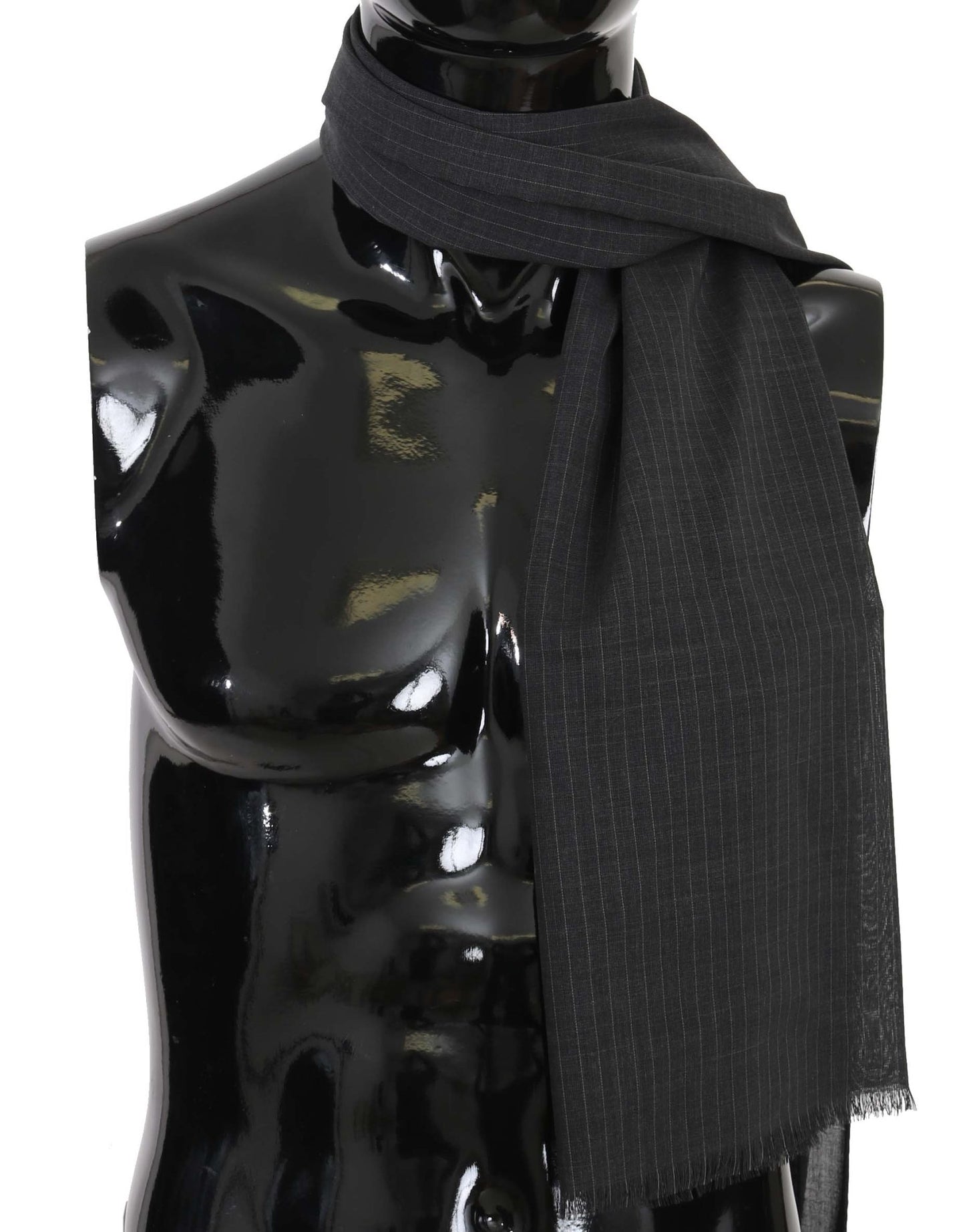 Dolce & Gabbana Elegant Gray Striped Wool Men's Scarf - Sandy Store ByNet