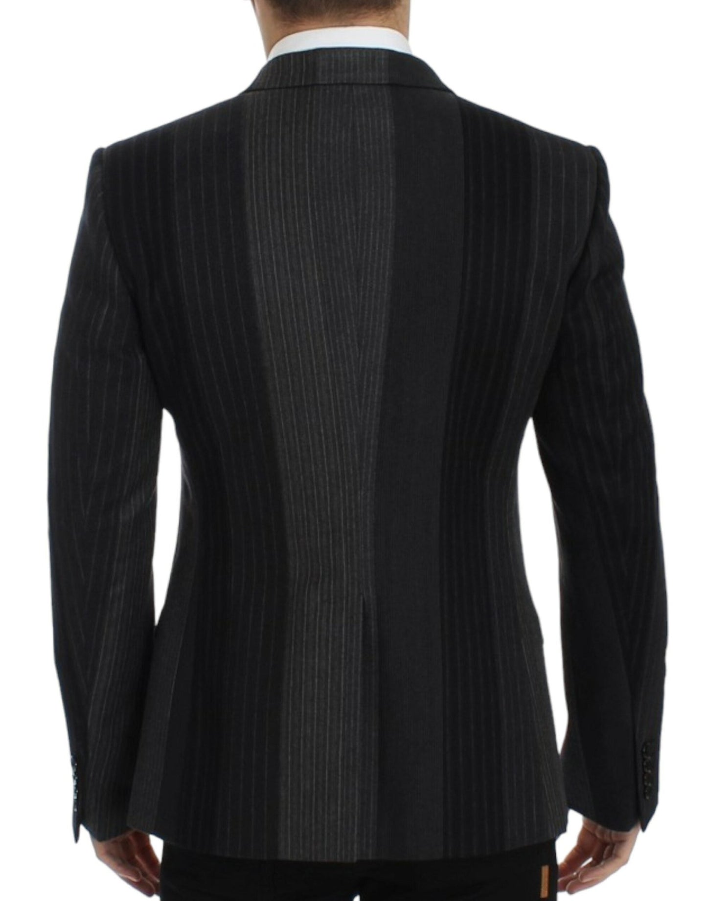 Dolce & Gabbana Elegant Gray Striped Wool Slim Blazer - Sandy Store ByNet