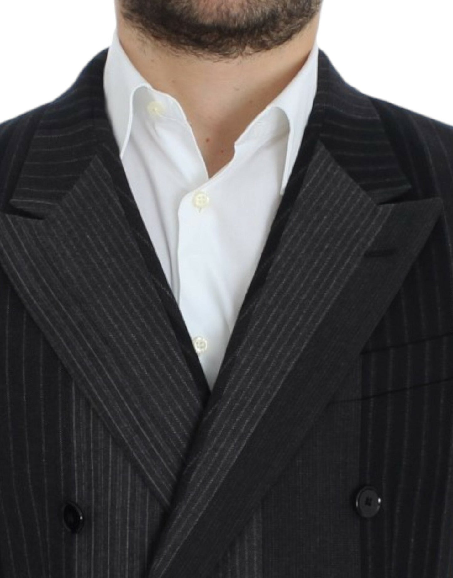 Dolce & Gabbana Elegant Gray Striped Wool Slim Blazer - Sandy Store ByNet
