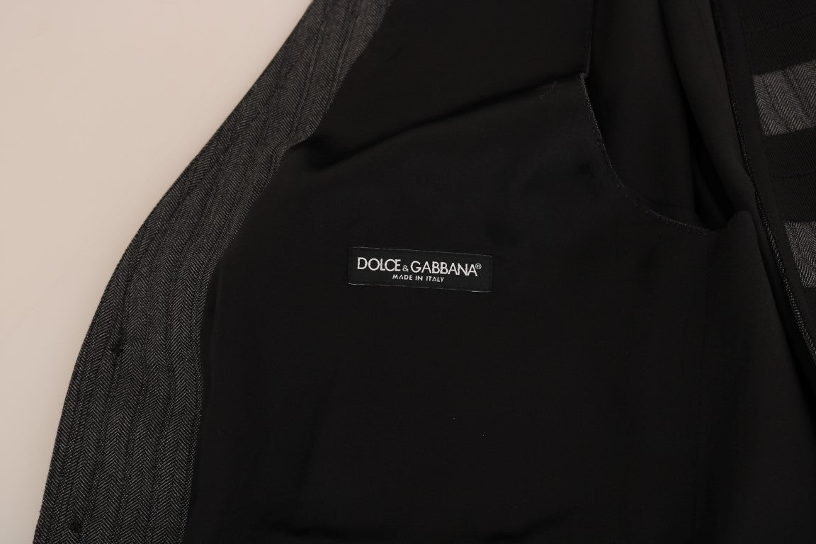 Dolce & Gabbana Elegant Gray Torrero Pattern Formal Vest - Sandy Store ByNet