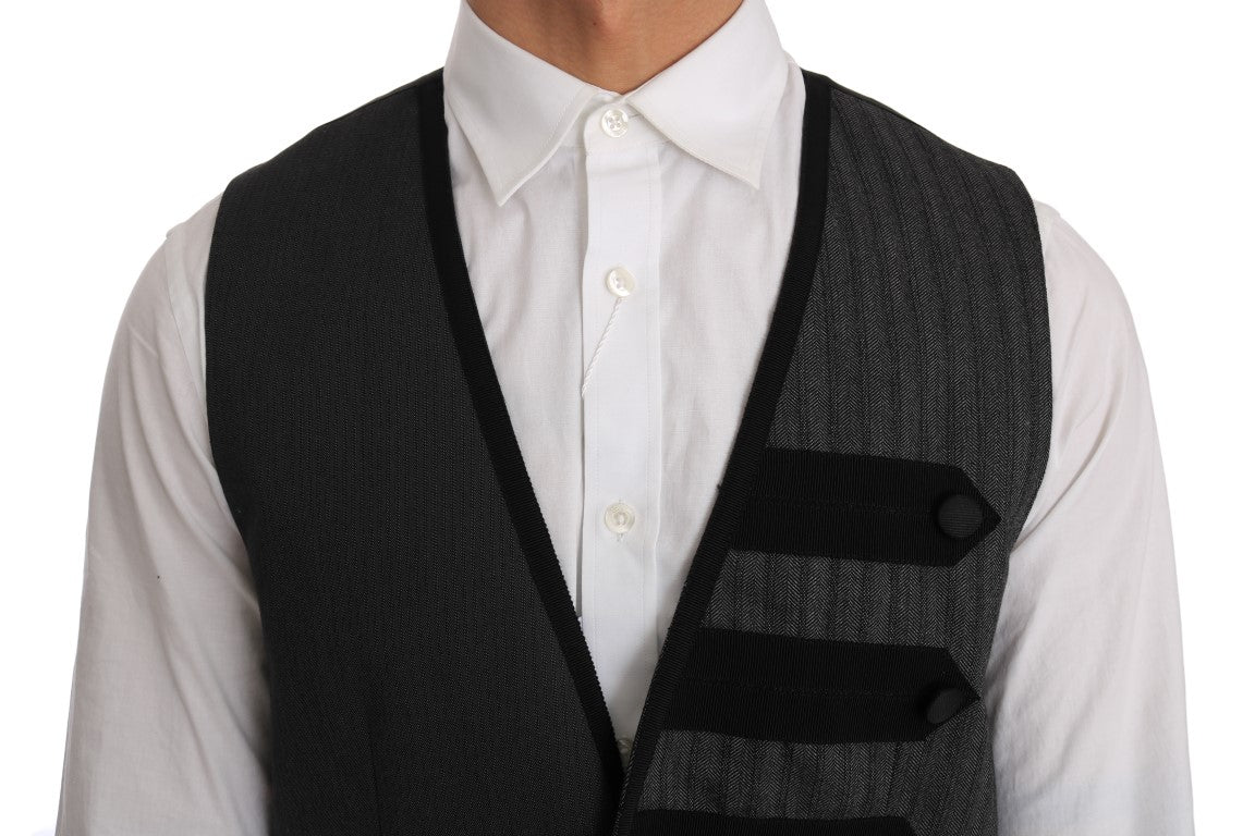 Dolce & Gabbana Elegant Gray Torrero Pattern Formal Vest - Sandy Store ByNet