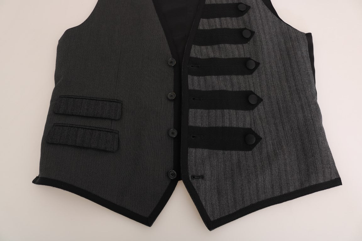 Dolce & Gabbana Elegant Gray Torrero Pattern Formal Vest - Sandy Store ByNet
