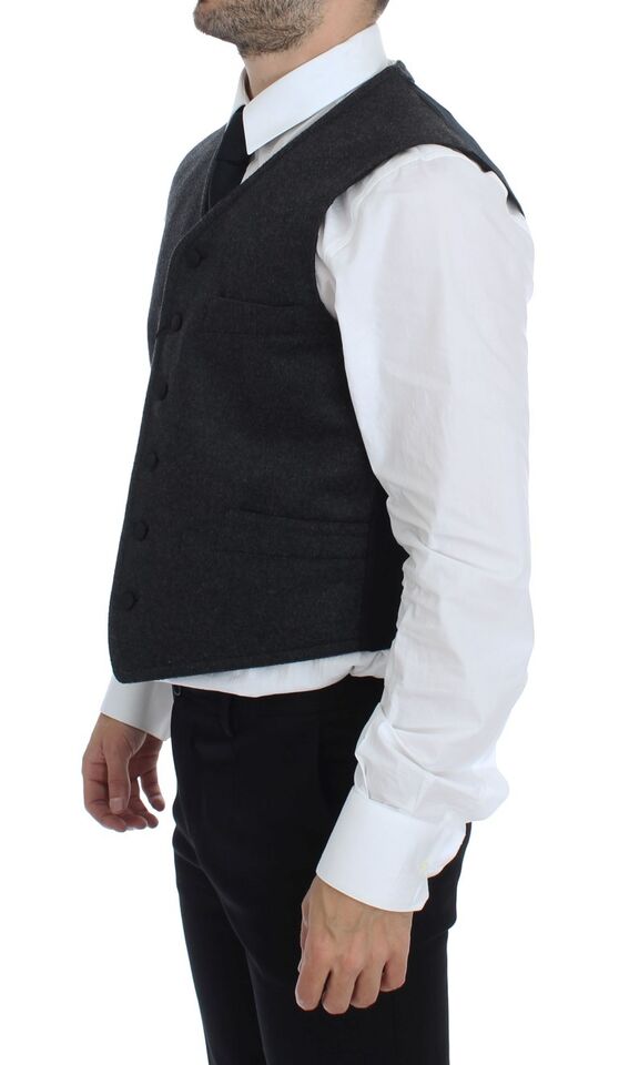 Dolce & Gabbana Elegant Gray Wool Blend Dress Vest - Sandy Store ByNet