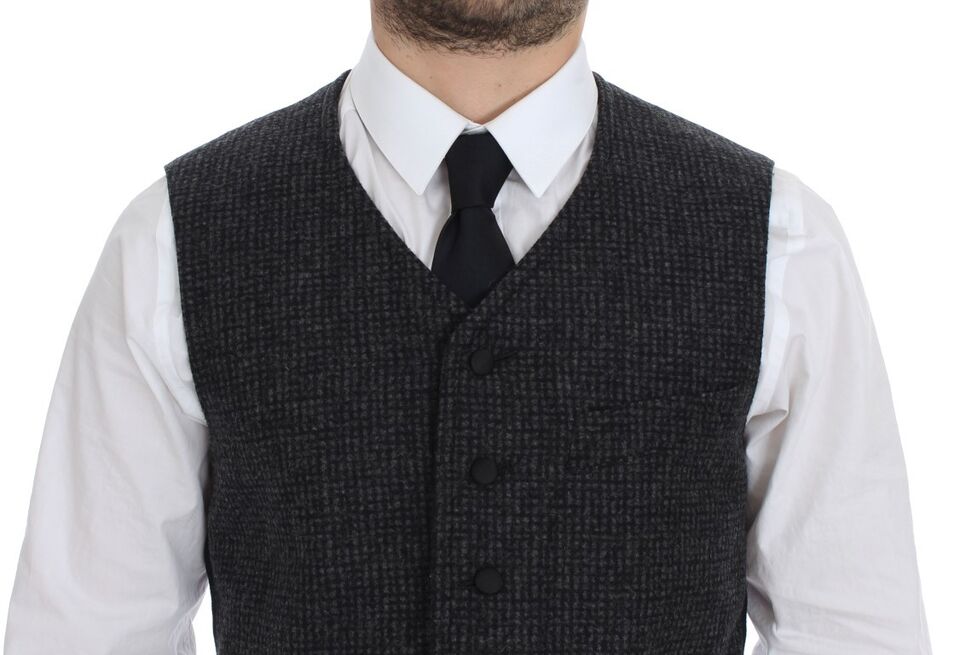 Dolce & Gabbana Elegant Gray Wool Blend Dress Vest - Sandy Store ByNet