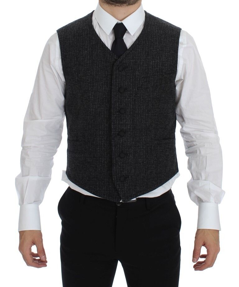 Dolce & Gabbana Elegant Gray Wool Blend Dress Vest - Sandy Store ByNet