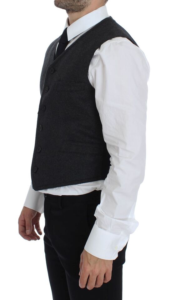 Dolce & Gabbana Elegant Gray Wool Blend Dress Vest - Sandy Store ByNet