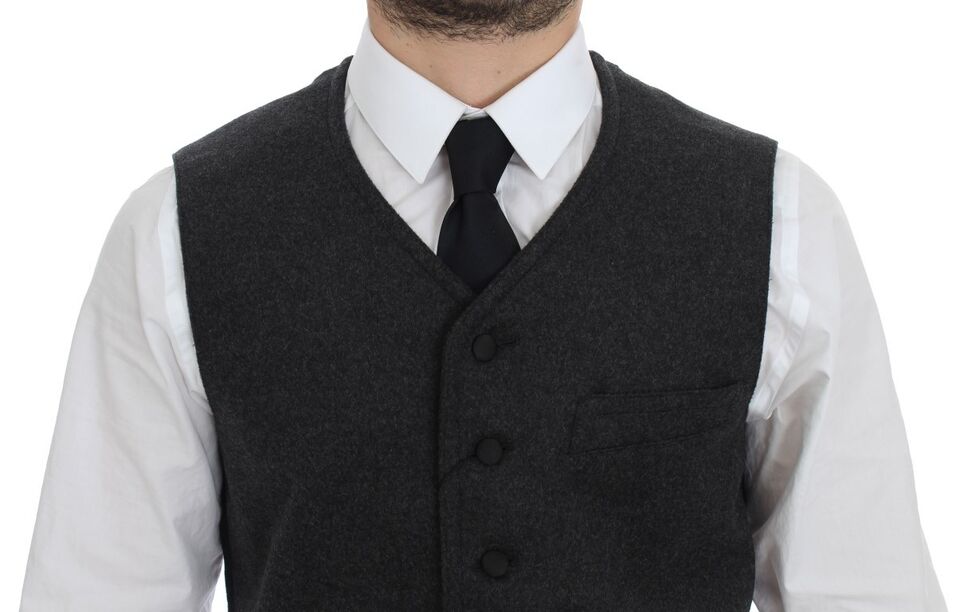 Dolce & Gabbana Elegant Gray Wool Blend Dress Vest - Sandy Store ByNet
