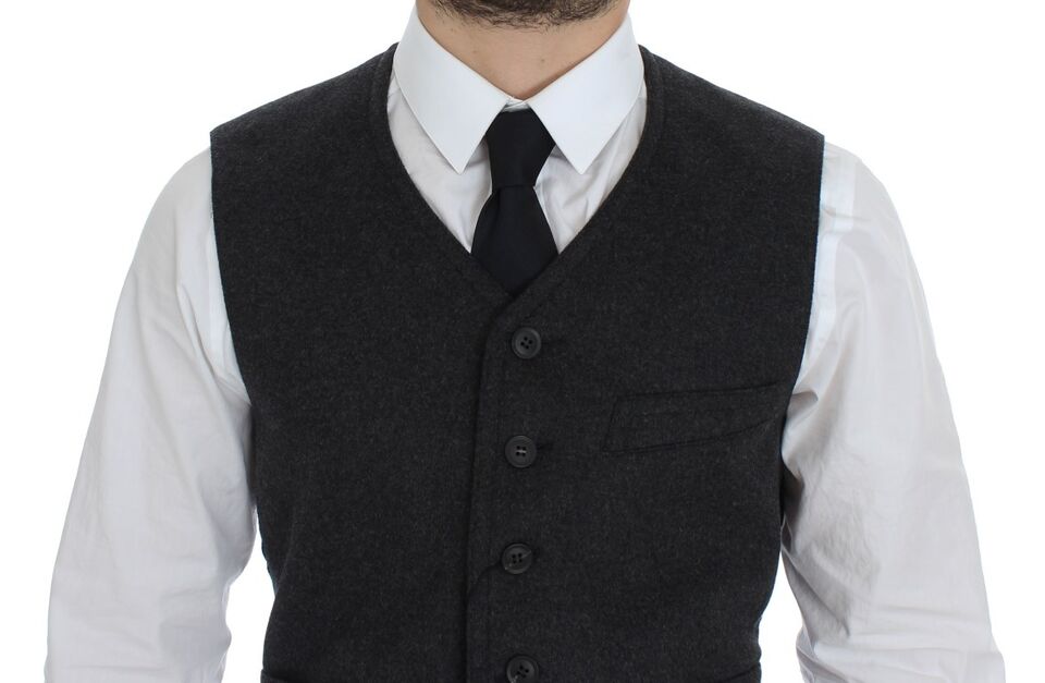 Dolce & Gabbana Elegant Gray Wool Blend Dress Vest - Sandy Store ByNet