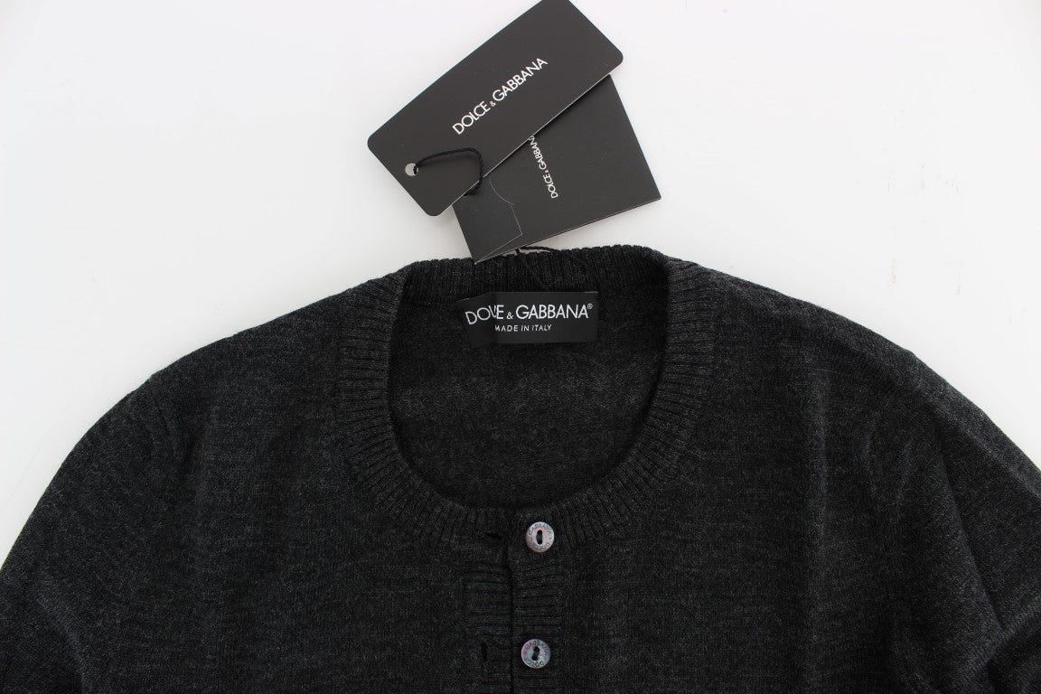 Dolce & Gabbana Elegant Gray Wool Cardigan Sweater - Sandy Store ByNet