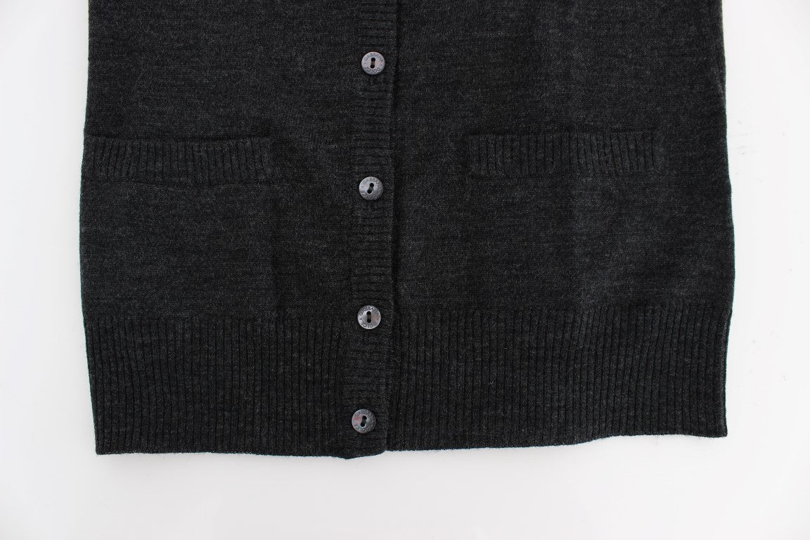 Dolce & Gabbana Elegant Gray Wool Cardigan Sweater - Sandy Store ByNet