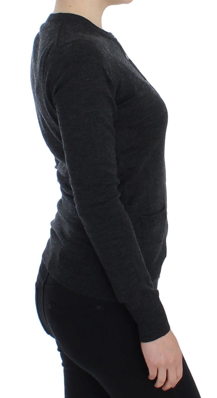 Dolce & Gabbana Elegant Gray Wool Cardigan Sweater - Sandy Store ByNet
