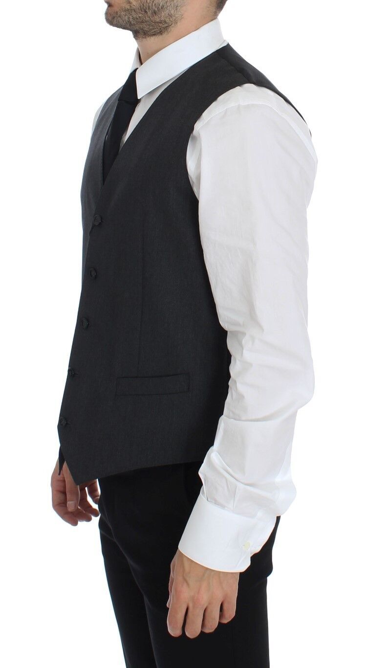 Dolce & Gabbana Elegant Gray Wool Formal Vest - Sandy Store ByNet