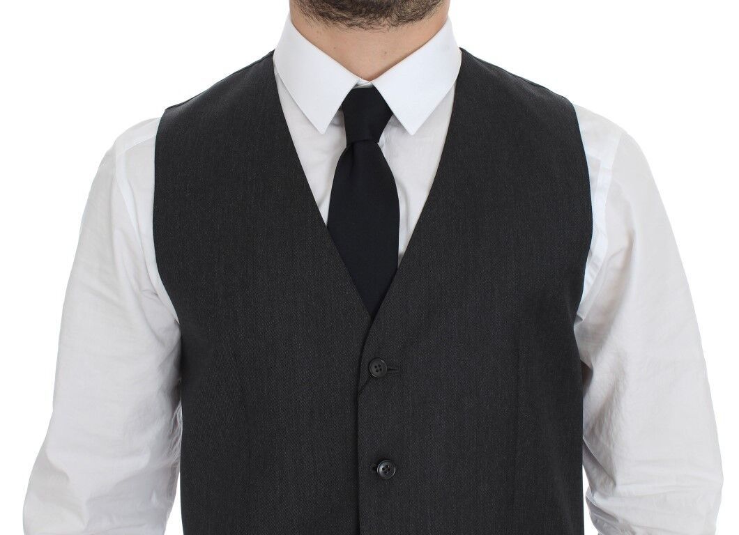 Dolce & Gabbana Elegant Gray Wool Formal Vest - Sandy Store ByNet