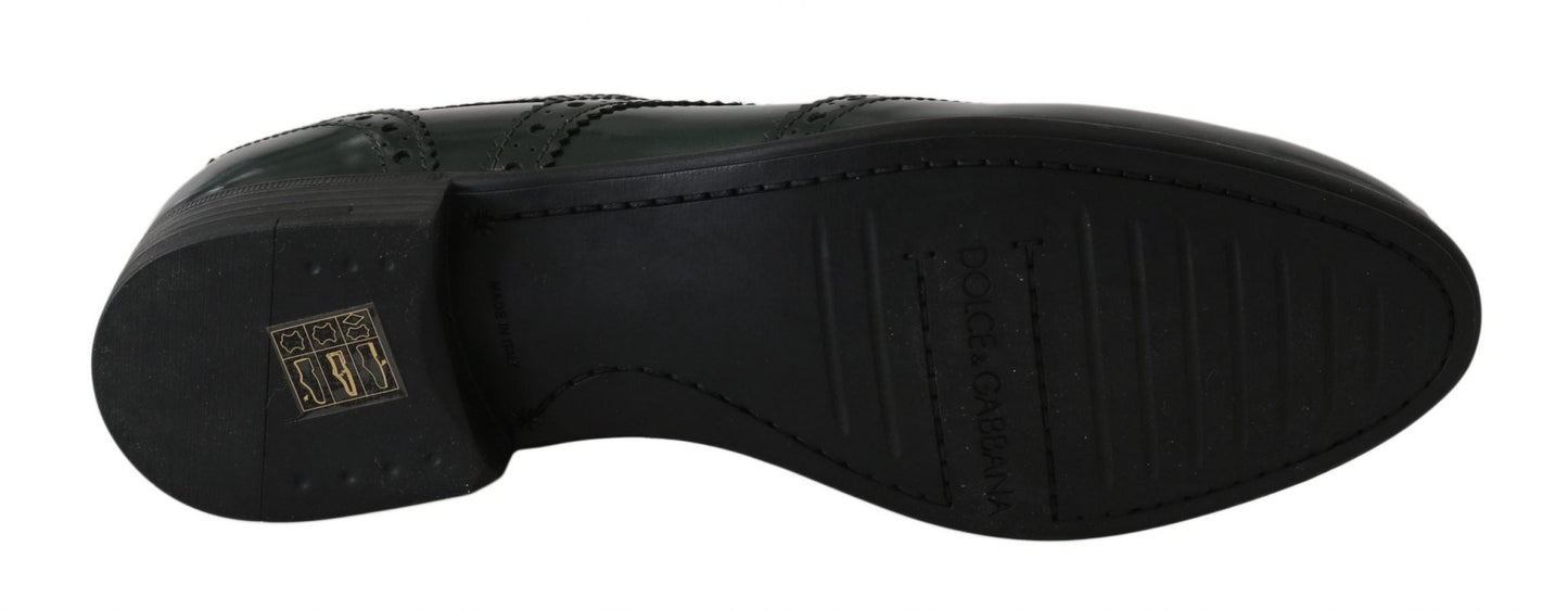 Dolce & Gabbana Elegant Green Brogues Oxford Wingtip Flats - Sandy Store ByNet