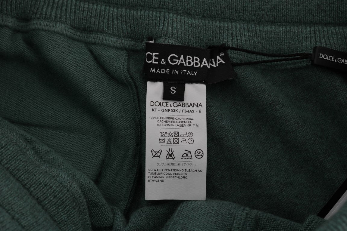 Dolce & Gabbana Elegant Green Cashmere Sport Pants - Sandy Store ByNet