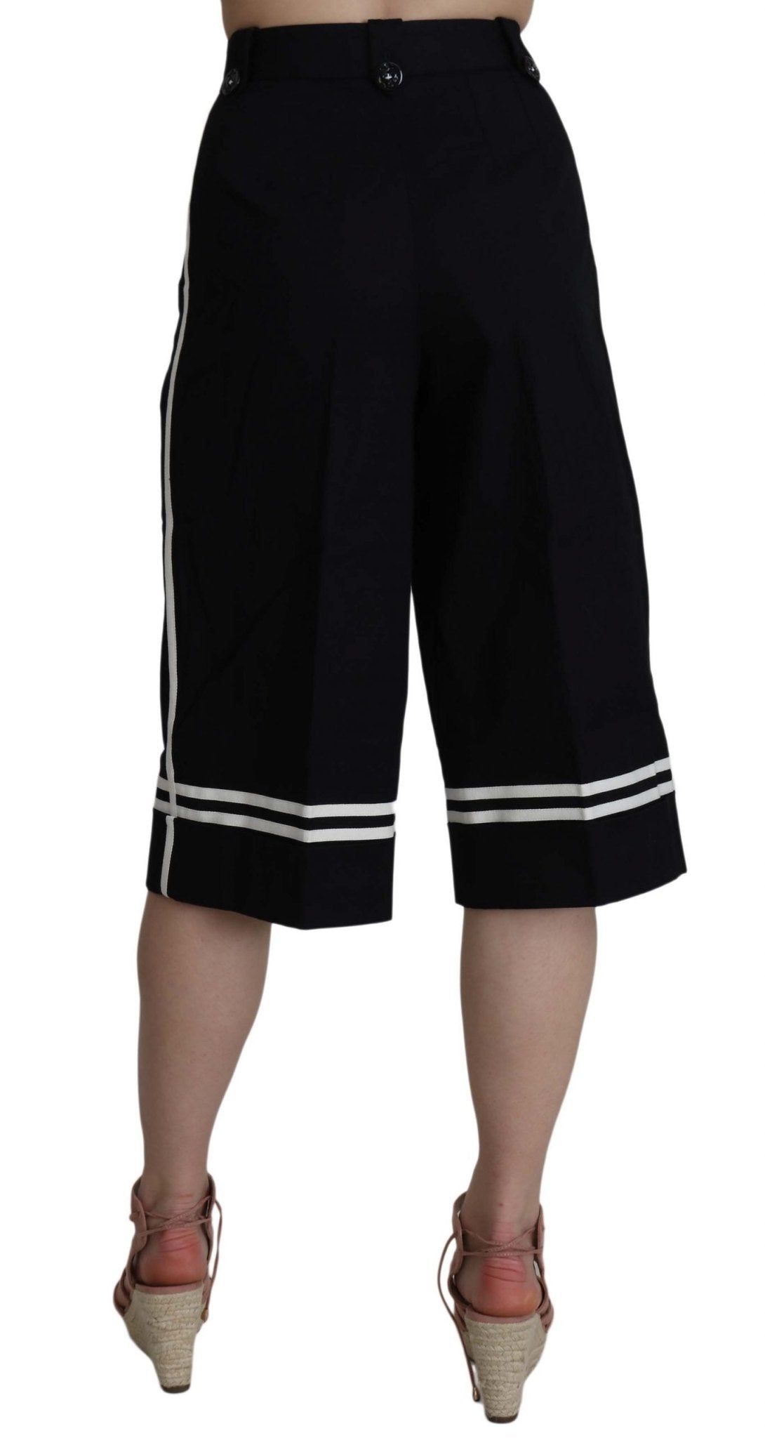 Dolce & Gabbana Elegant High Waist Black Cotton Pants - Sandy Store ByNet